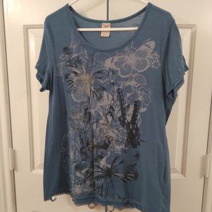 Blue butterfly tee